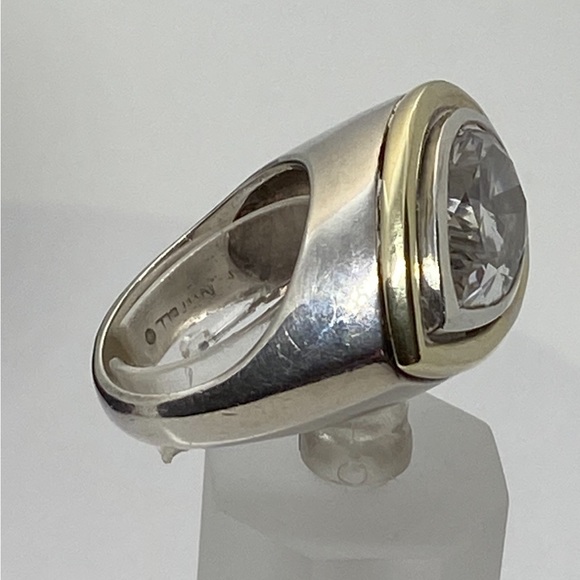 Charles Krypell Sterling Silver 14K Yellow Gold Pear Shape Ring - Picture 4 of 9